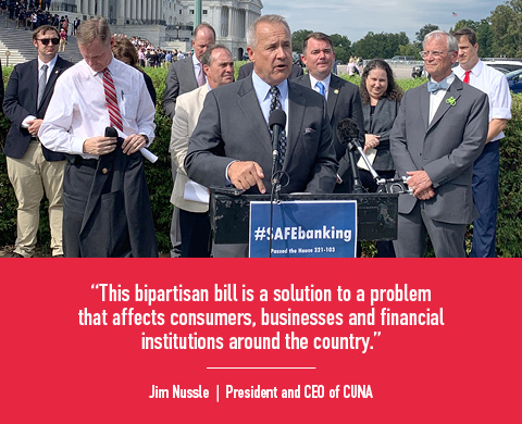 This bipartisan cannabis bill is a solution to a problem that affects consumers, business and financial institutions around the country. Jim Nussle, President and CEO of CUNA
